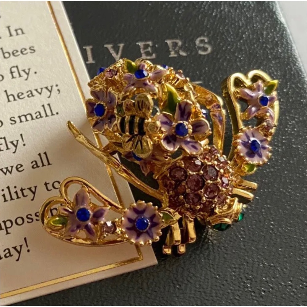 Vintage NIB Joan Rivers Garden Party Bee Pin Brooch RARE